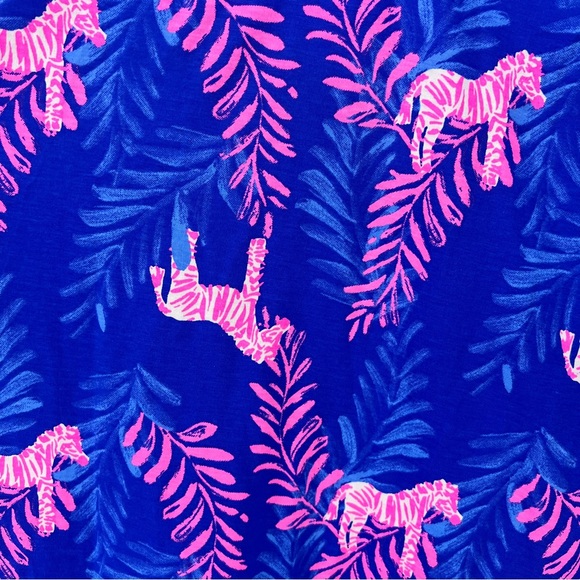 Lilly Pulitzer Dazzle Zebra Teigen Dress with Pink Leaf Patterns - Picture 9 of 10